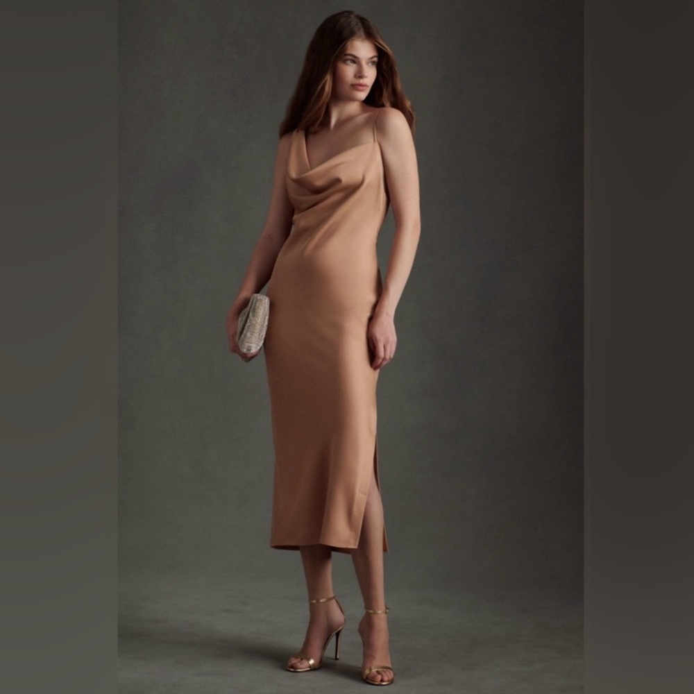 BHLDN Anthropologie August Satin Midi Dress